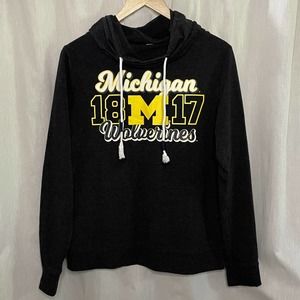 University of Michigan Wolverines Dark Gray, White & Gold Funnel Neck Pull-Over